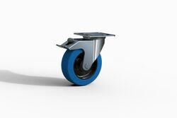 Roulette pivotante à frein diam. 125 mm bleue Roues et roulettes